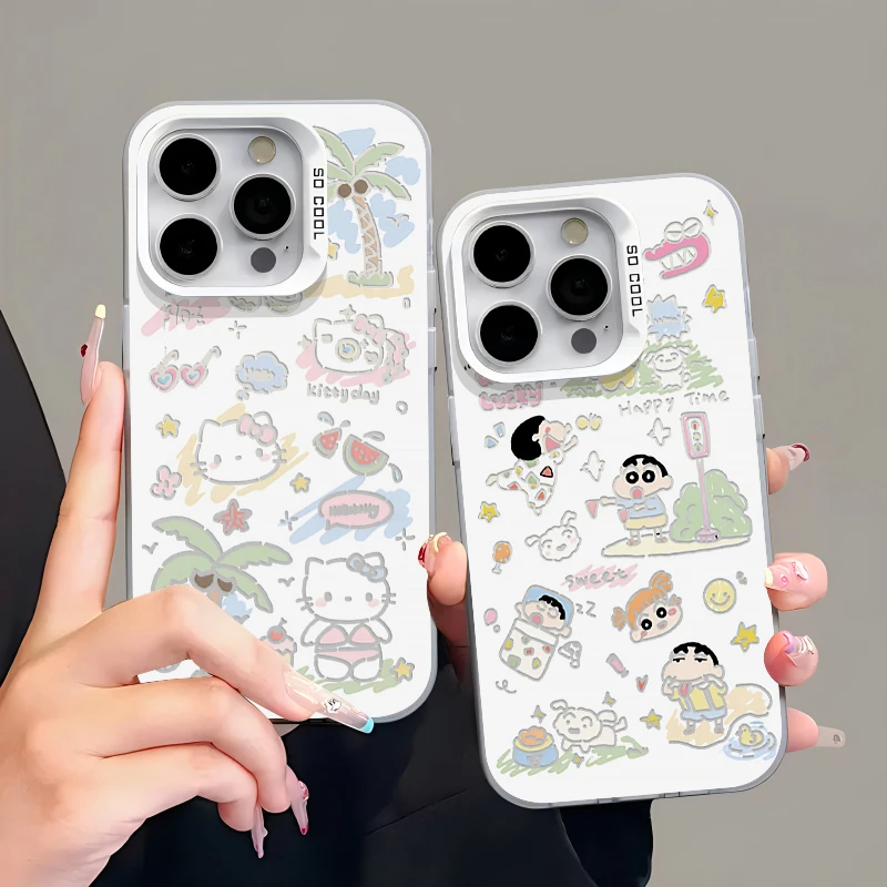 涂鸦小新凯蒂猫iphone15/14/13闺蜜12/11手机壳vivo华为oppo小米