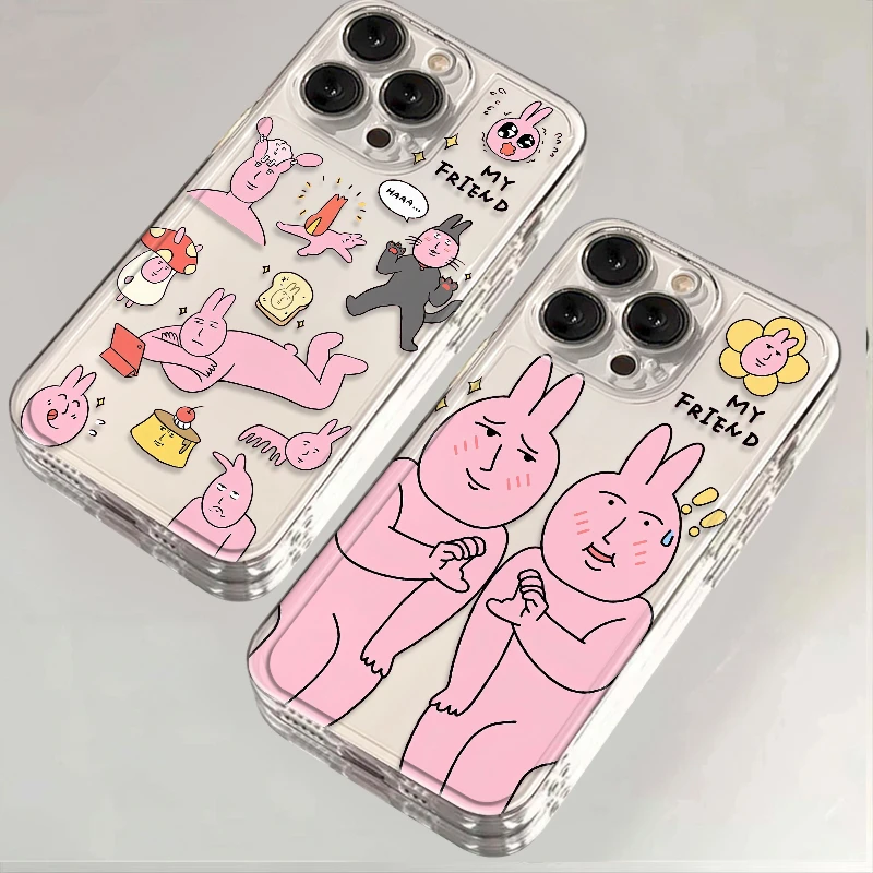 搞怪粉红兔适用苹果华为iPhone15/14promax/13/12创意手机壳太空