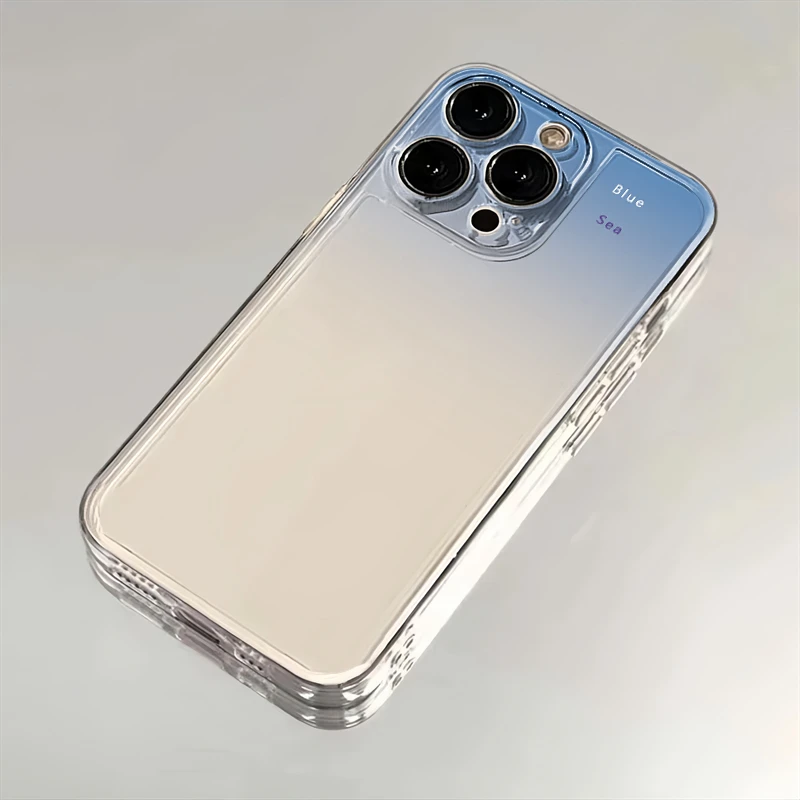 简约渐变蓝色苹果小米华为iPhone15手机壳14promax太空软壳13/12