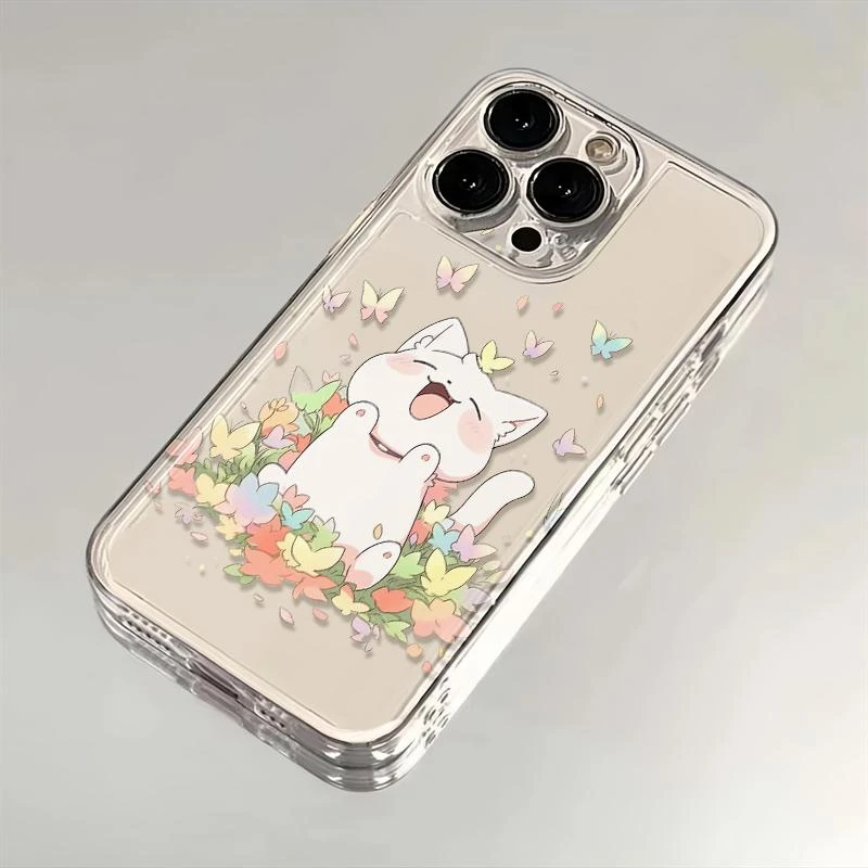 彩色蝴蝶猫咪适用苹果iPhone15/14/13promax手机壳11/12软太空壳