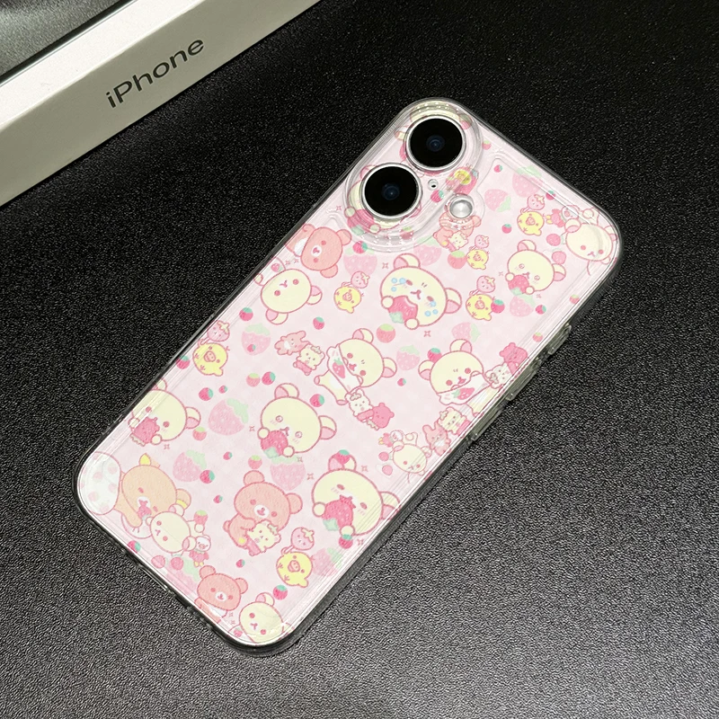 粉色系小熊适用苹果iPhone15/16promax华为手机壳13/14太空12软11