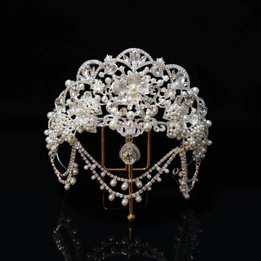 7980喜看优选新款皇冠新娘白色时尚饰高级感大气奢华王冠婚纱影楼