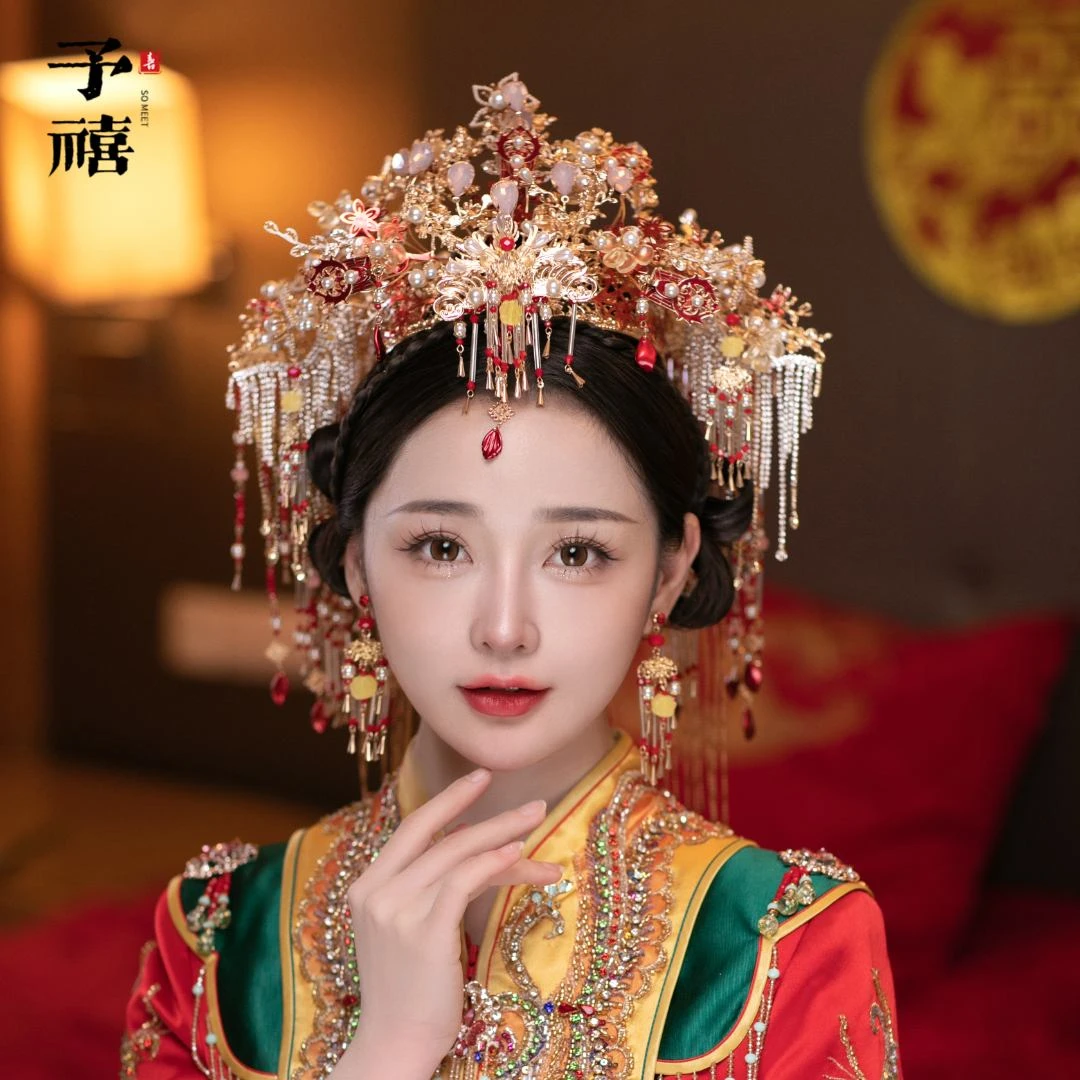 予禧-14803新款秀禾复古头饰圣女冠中式新娘气质发饰古装手工百搭