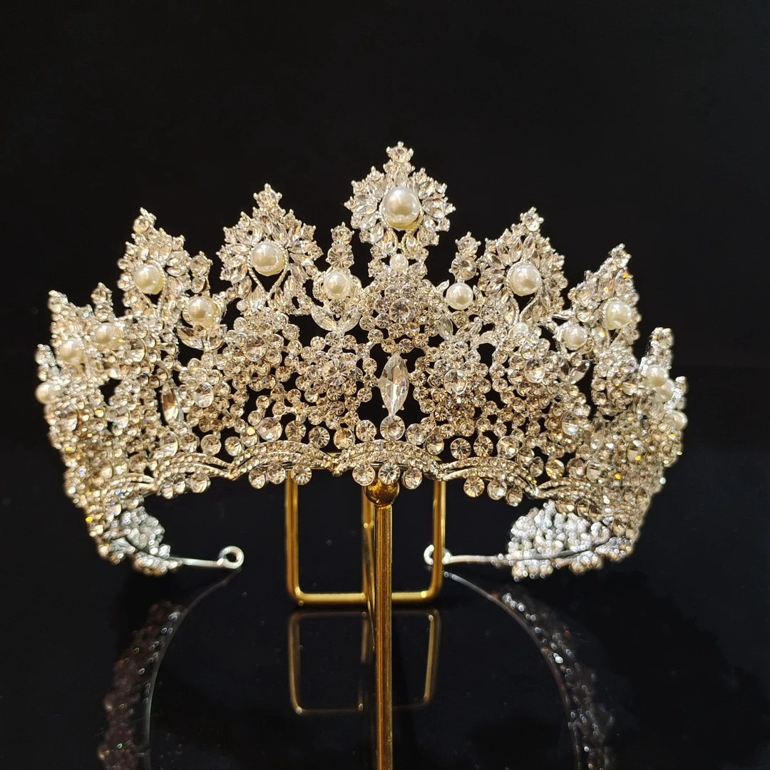 予禧-8285奢华高端大气白色皇冠气质公主王冠影楼时尚感新娘头饰