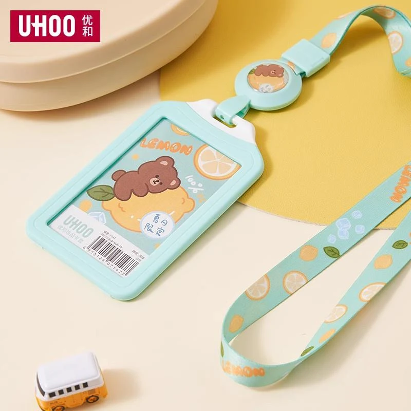 优和文创水果动物校牌学生卡套饭卡套带挂绳收纳校园员工胸牌工牌