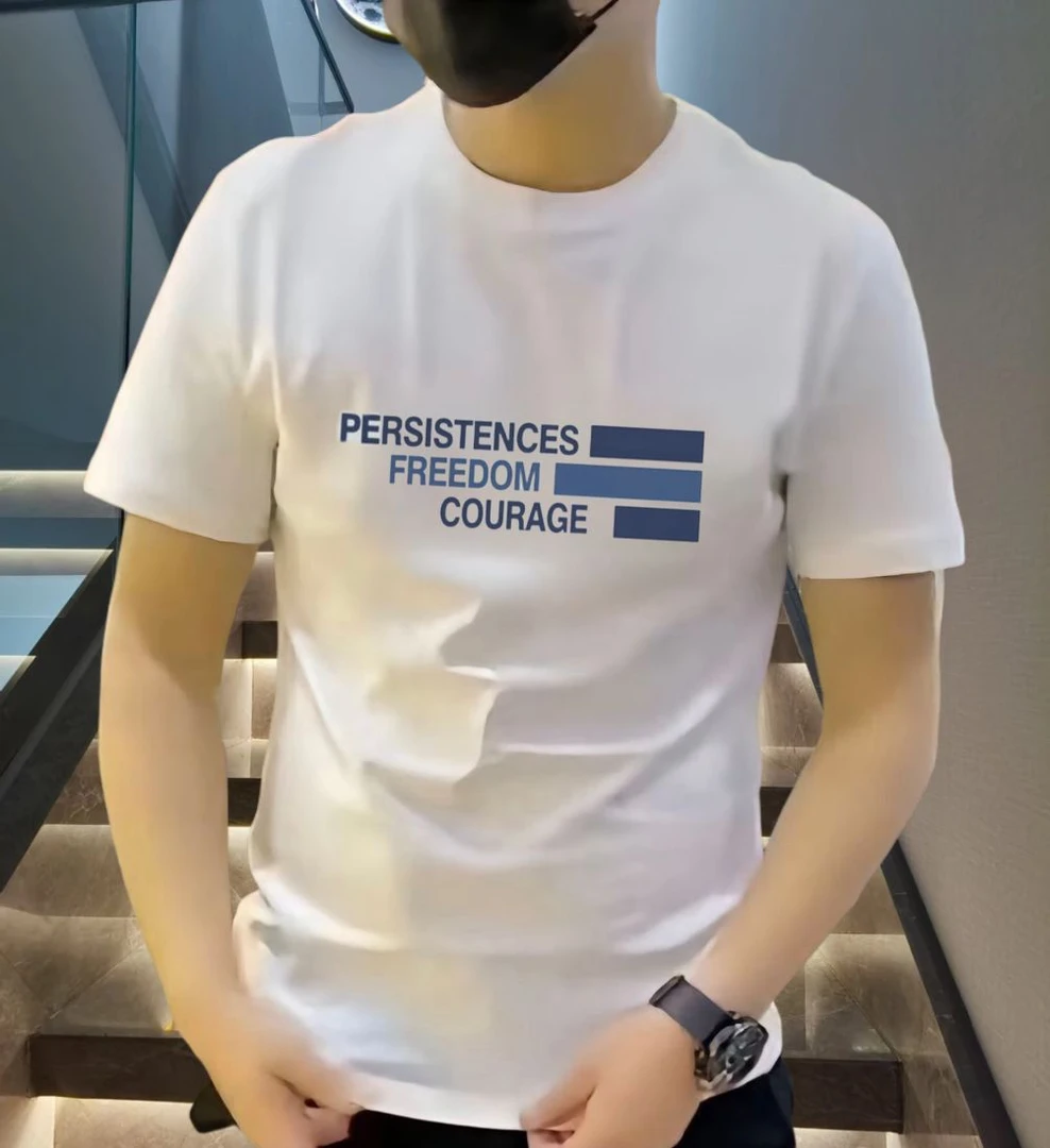 2024新款时尚潮流运动休闲男士百搭修身圆领弹力短袖高品质