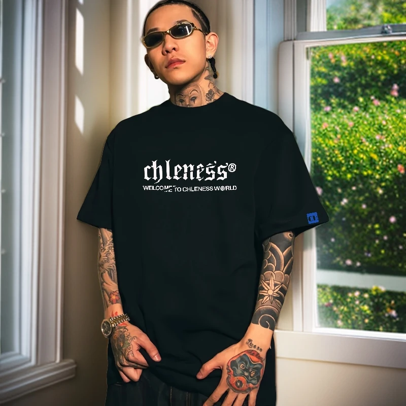 chleness新款高端潮牌男士t恤休闲百搭夏季潮流半袖宽松圆领短袖