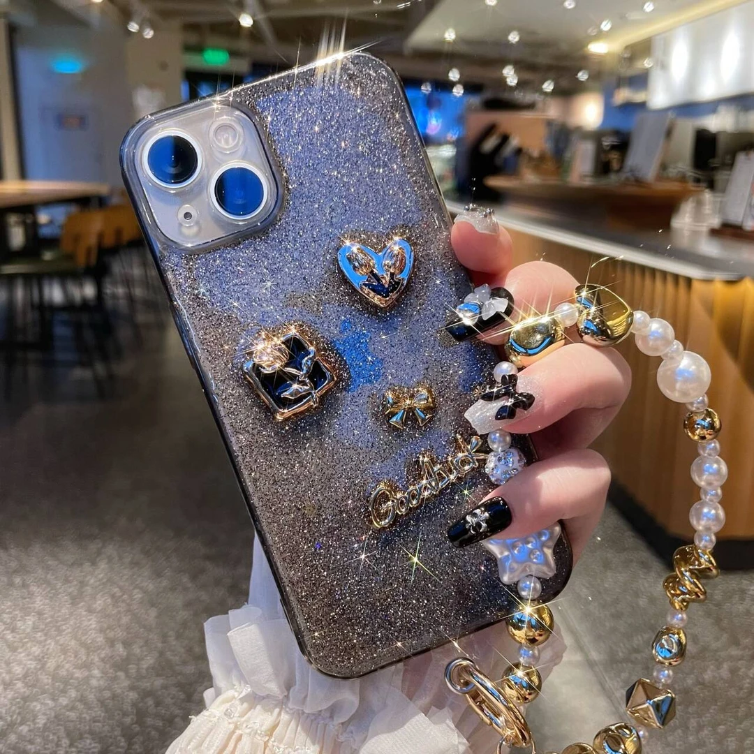 黑金玫瑰复古透黑闪粉轻薄滴胶iphone15华为oppo小米vivo手机壳