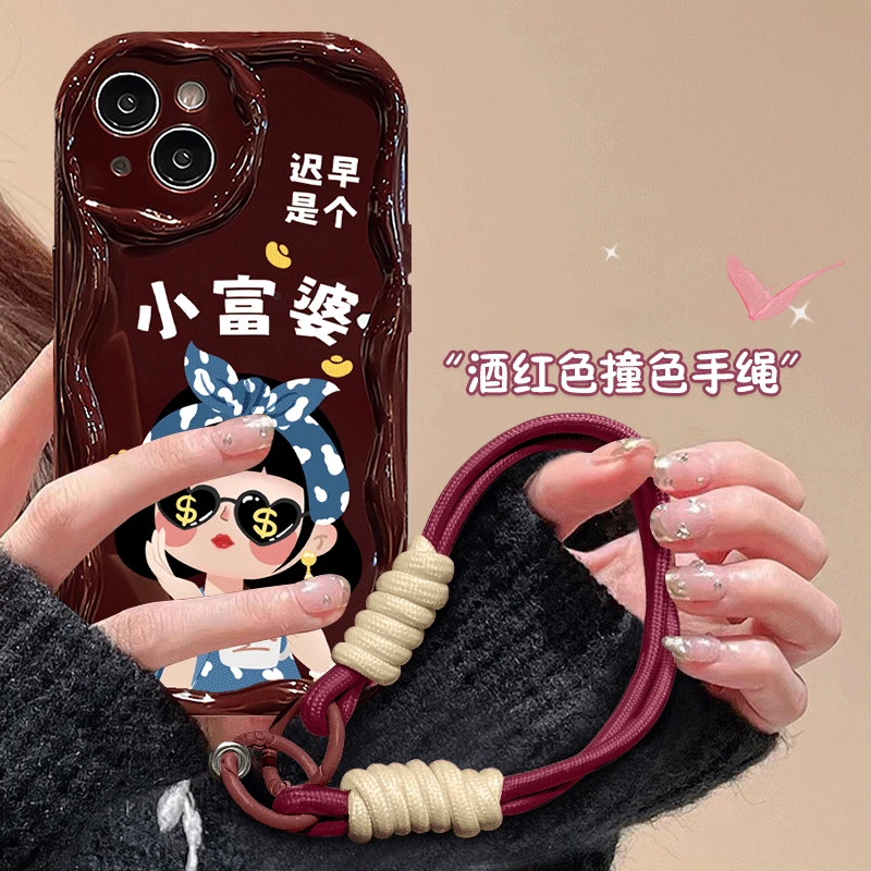 小富婆新年红色iPhone15华为vivo小米oppo苹果14防摔硅胶女手机壳