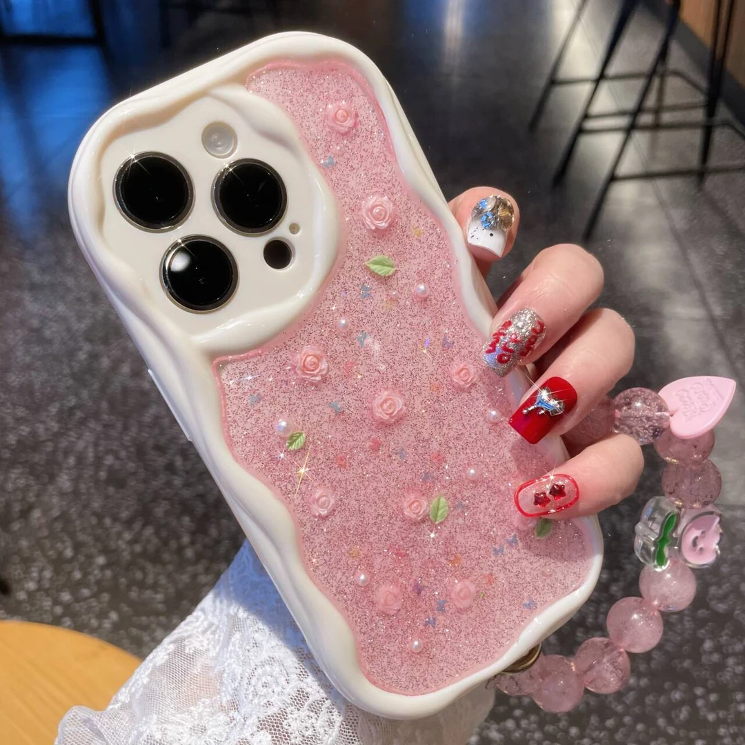 樱花粉玫瑰立体唯美适用iphone15华为oppo小米vivo滴胶少女手机壳