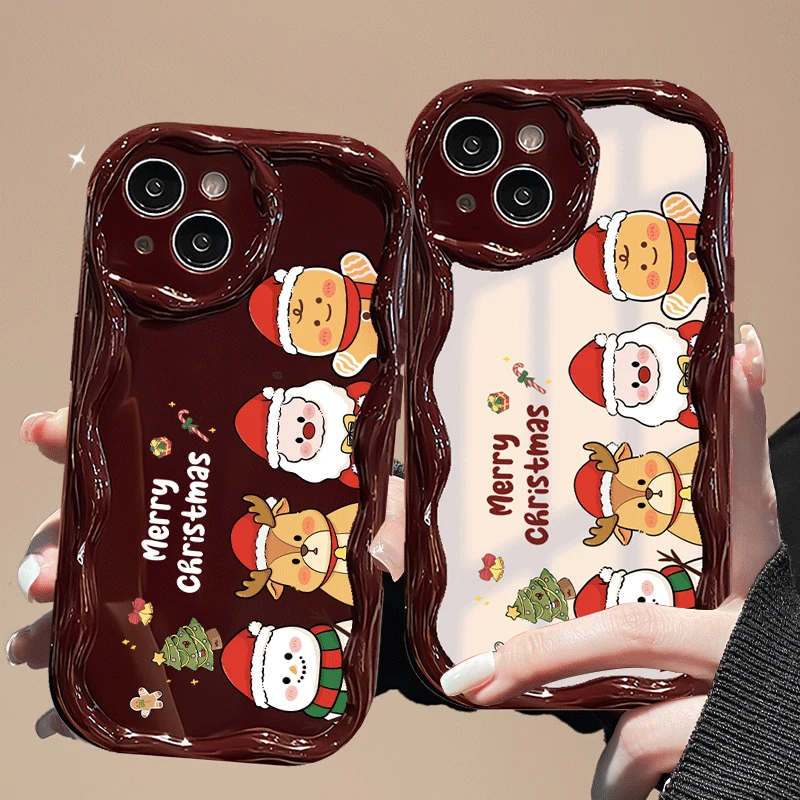 圣诞雪人奶油纹iPhone15华为vivo小米oppo苹果14防摔硅胶女手机壳