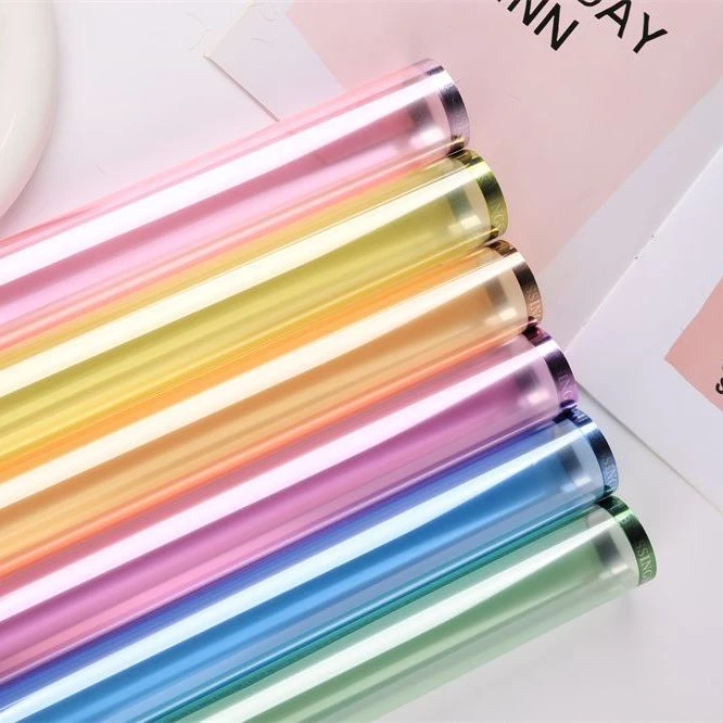 彩金荧光果冻膜鲜花花束防水高光时刻透明包装纸花店包装资材