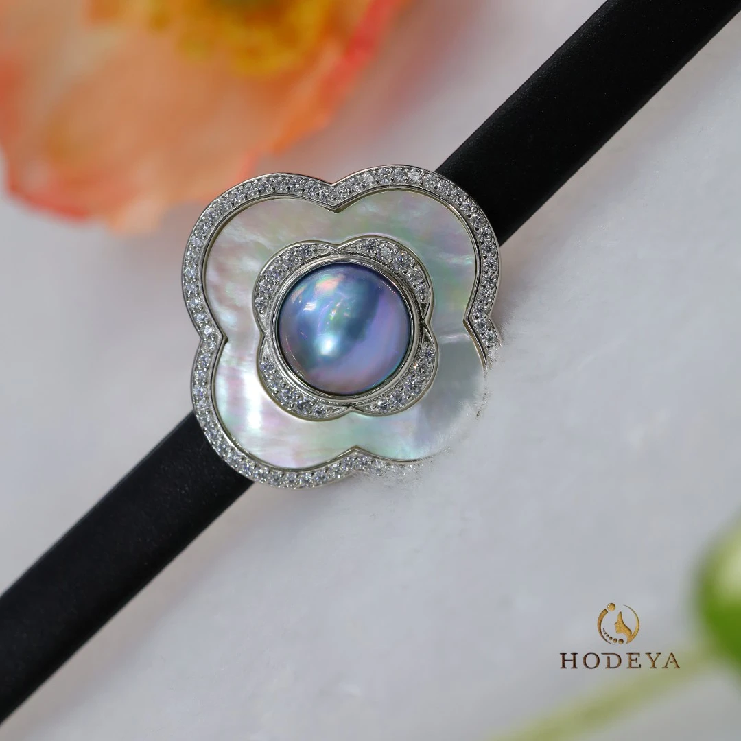 Hodeya【星空仙境】海水蓝色圆型马贝手表腕带13-14点位优雅HD-5009