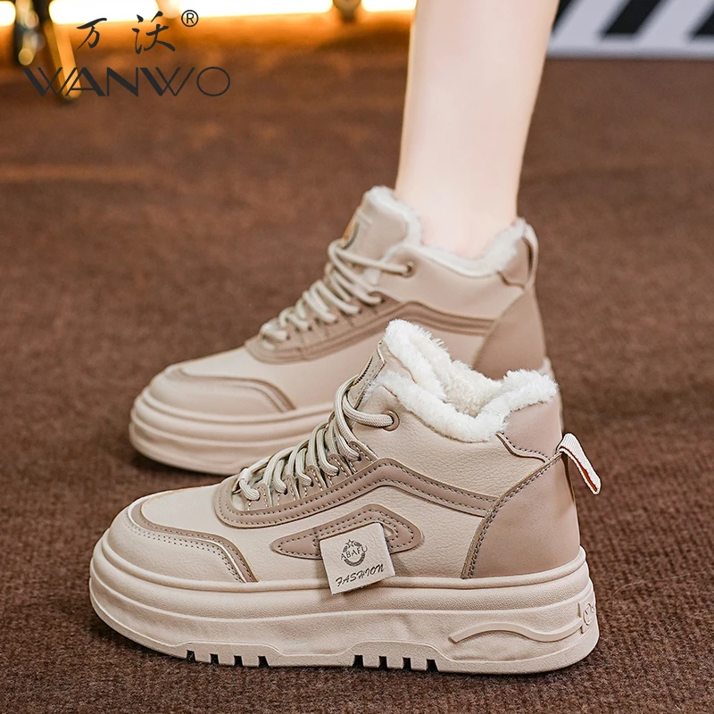 厚底高帮老爹鞋女加绒加厚棉鞋2024冬季新款保暖鞋韩版休闲运动鞋