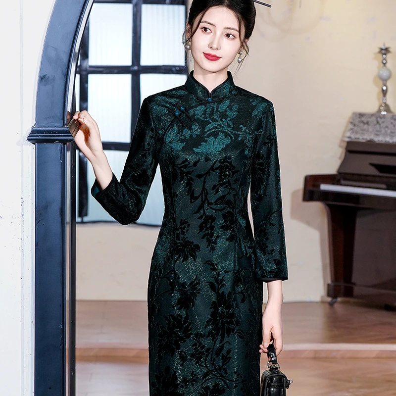 高档妈妈装新中式国风女装旗袍修身显瘦优雅日常礼服旗袍女款高端
