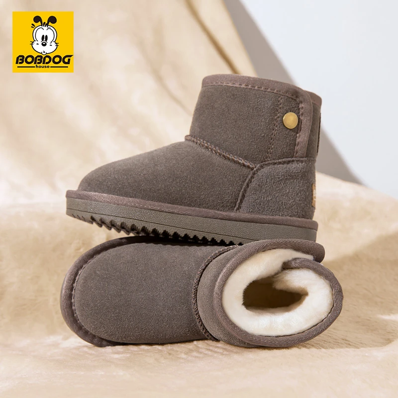 巴布豆家族雪地靴加厚冬天宝宝鞋软底套脚婴幼儿短靴男女童保暖靴