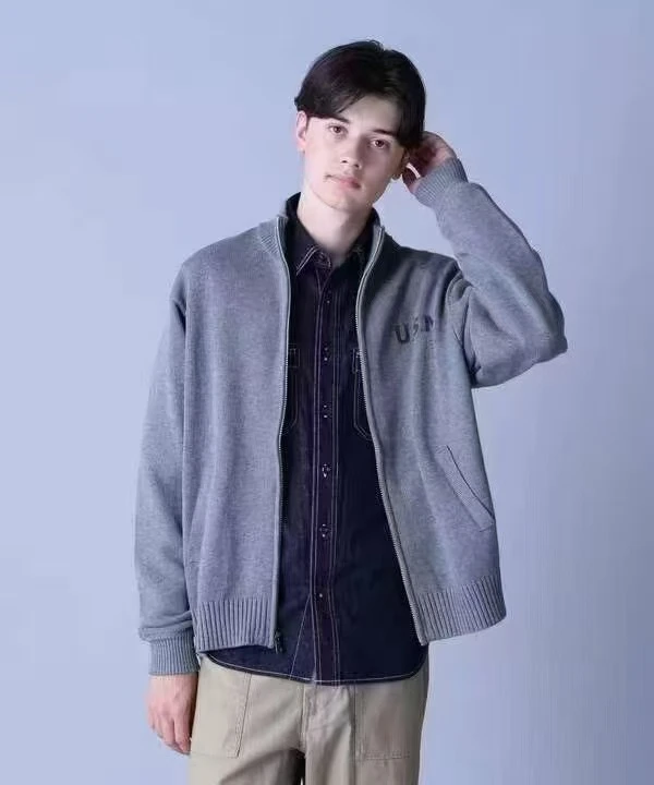 美式休闲 AVIREX 立领针织开衫