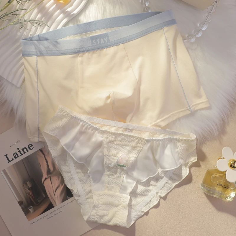 2025新款网红爆款情侣内裤一男一女性感纯欲夫妻双人内衣秋冬套装