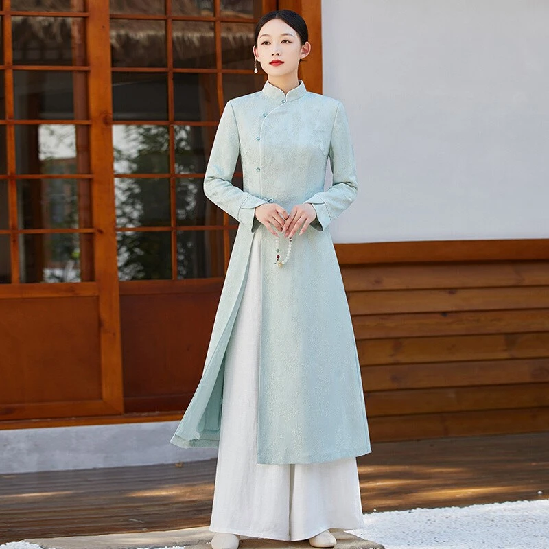春季新款中式中国风复古禅意唐装气质显瘦改良旗袍女装E448