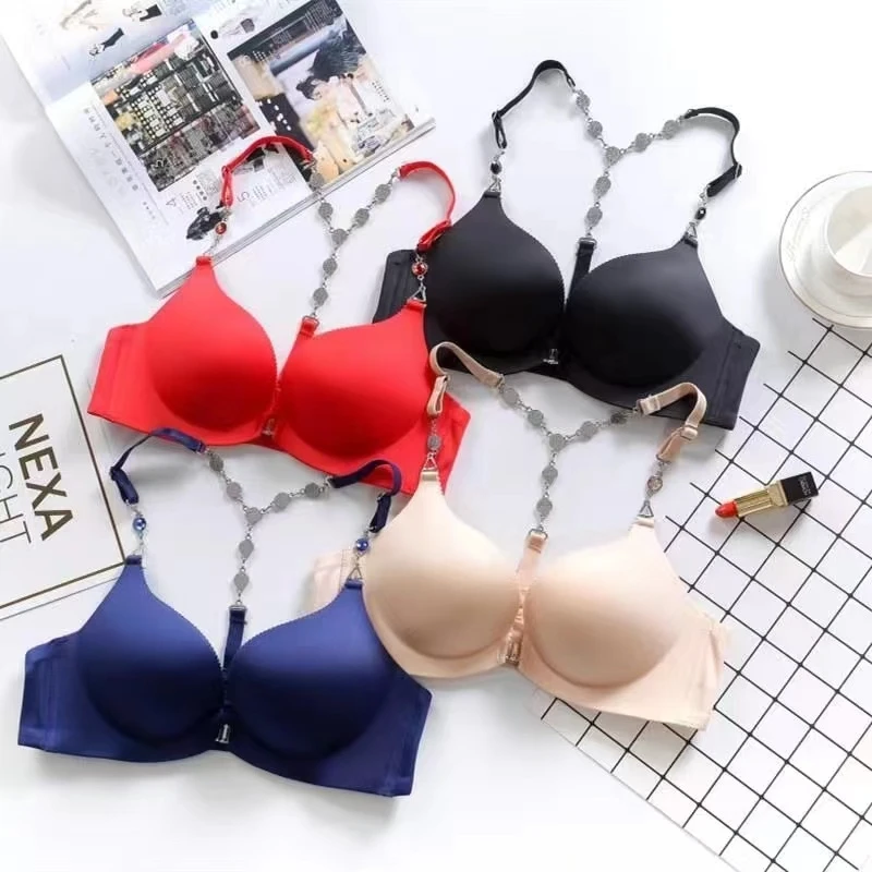 美背内衣女小胸聚拢前扣显大无钢圈厚薄款上托收副乳防下垂文胸罩