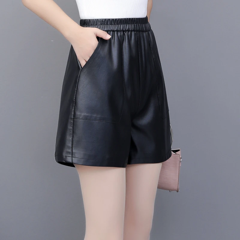 2025春季新款时尚短裤皮裤女百搭宽松显瘦韩版休闲