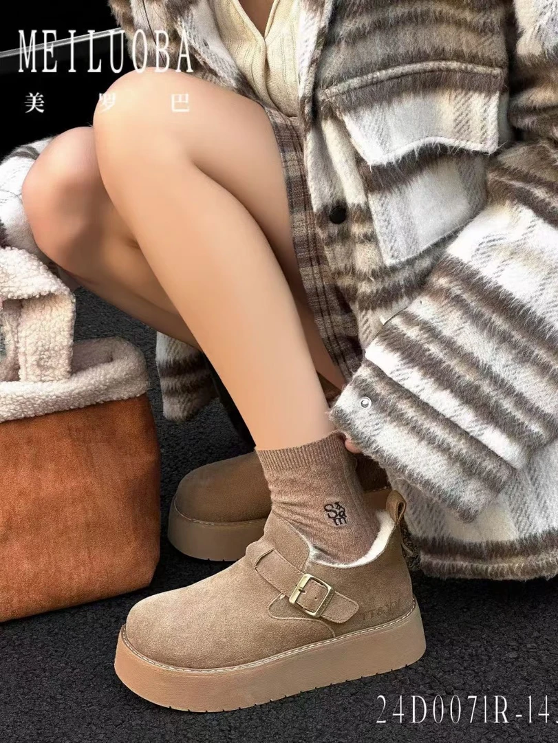 加绒勃肯鞋女厚底保暖时尚休闲百搭鞋美罗巴