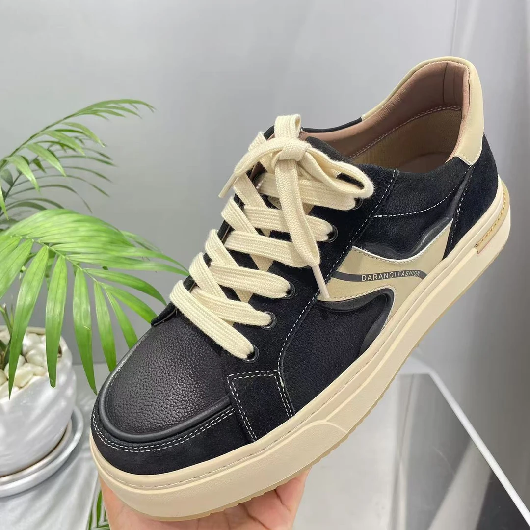 秋季真皮透气休闲板鞋24年新款时尚复古潮鞋百搭