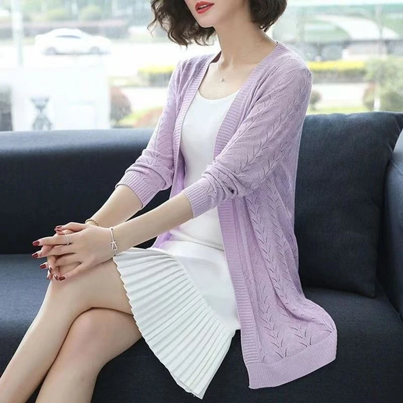 A100-199长袖针织衫大码时尚秋冬外搭洋气宽松中长款百搭