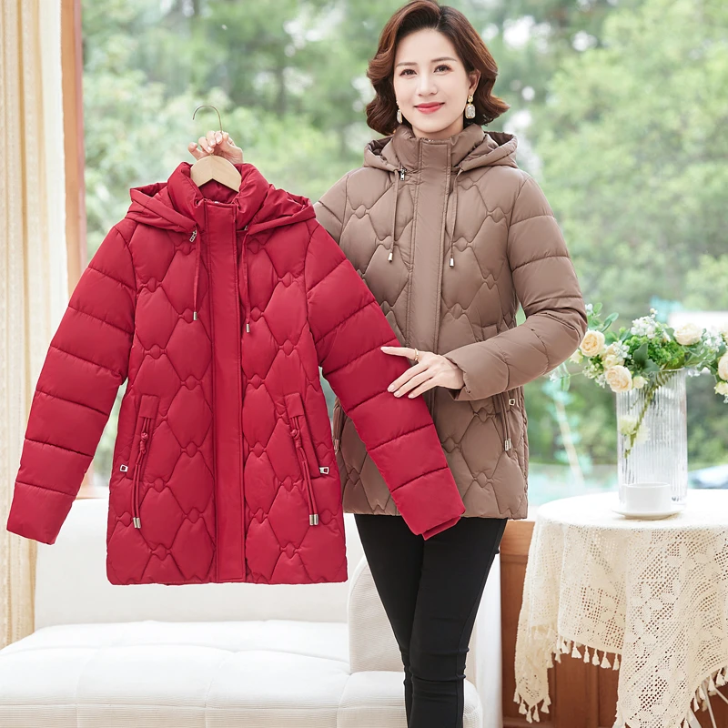 妈妈冬装加肥加大码洋气棉服中长款中老年棉衣女外套中年棉袄