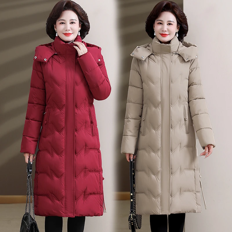 中年新款棉服女长款妈妈装棉衣2024冬季最新款洋气棉袄外套女