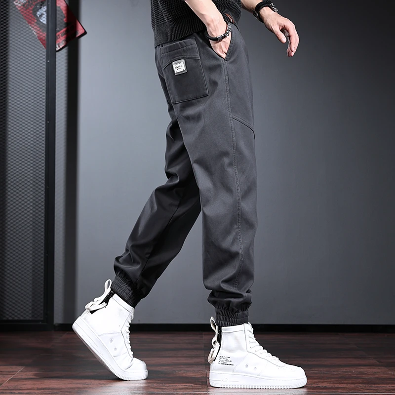 GTRT裤子男潮流宽松加绒裤秋冬季新款松紧腰大码高端休闲裤冬暖