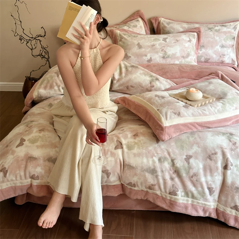 【刘掌柜】A类慕丝绒四件套11斤 高货 不掉毛抗静电 加厚印花双面绒