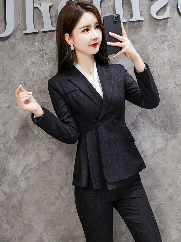 西装套装女秋冬职业装时尚气质女神范修身面试正装前台工作服经理