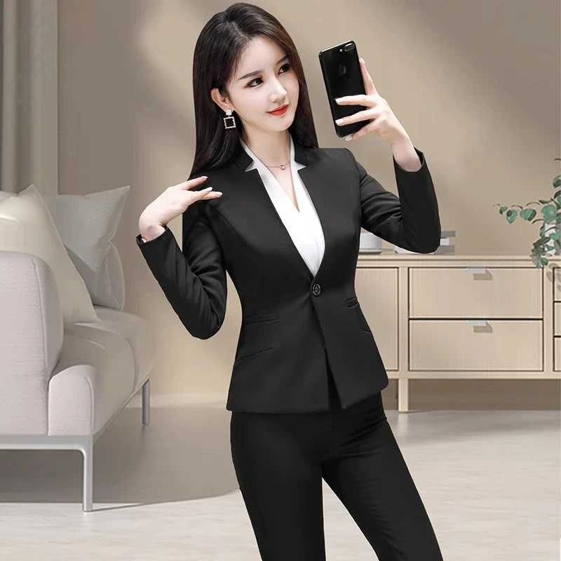 美容院工作服女养生馆西装套装女气质职业正装酒店前台接待工作装