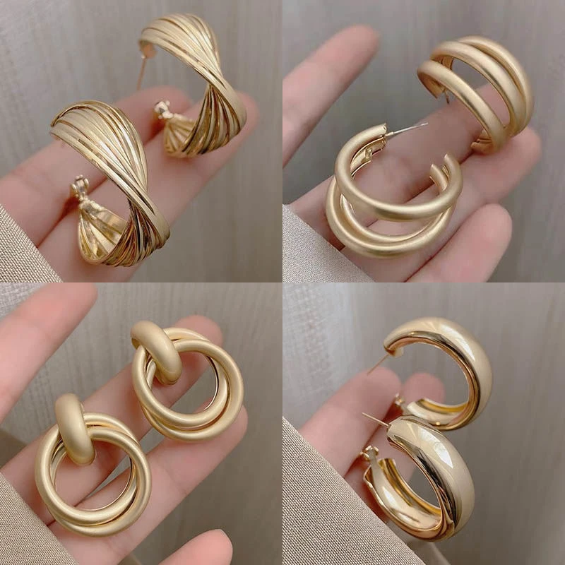 合金亚克力耳饰 金属磨砂釉面圆圈耳环新款潮高级轻奢耳圈耳饰女