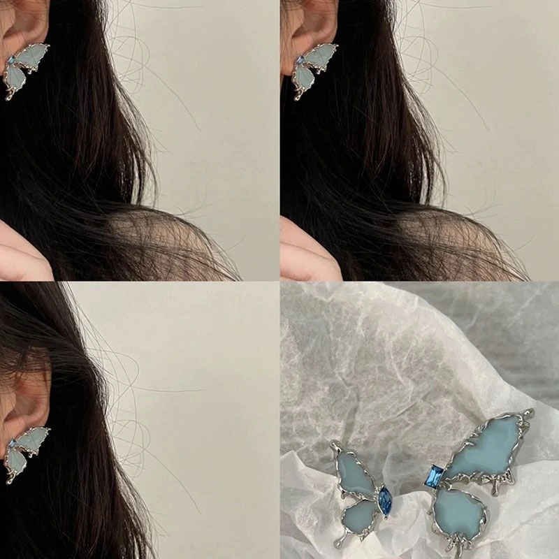 小红书同款初夏必备不对称超级梦幻的蝴蝶甜辣妹ins耳钉