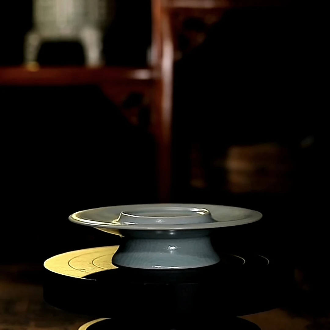 【宋廷御瓷·汝官窑】原矿青绿釉万能盏托