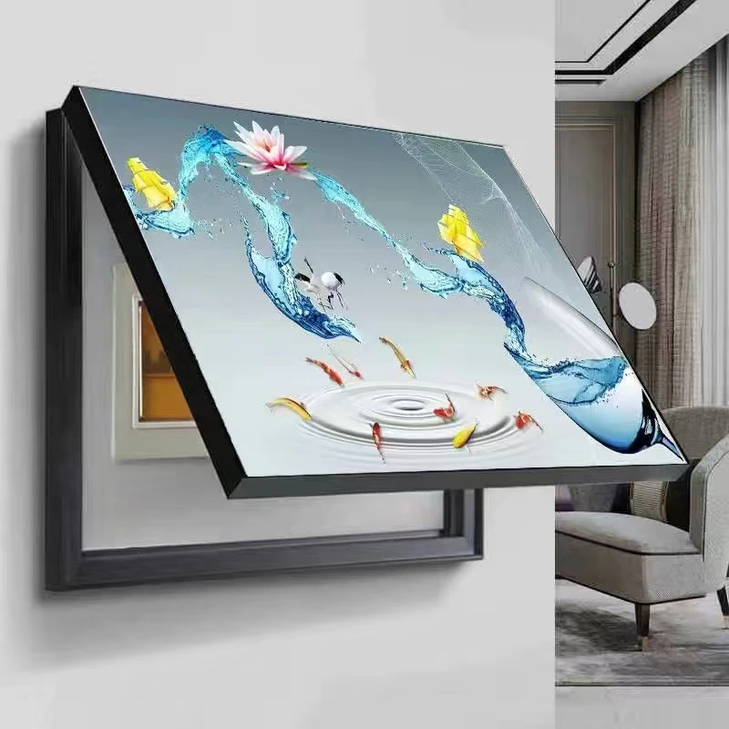 横板现代轻奢电闸箱遮挡画免打孔艺术简约挂画遮挡箱电源总开关画