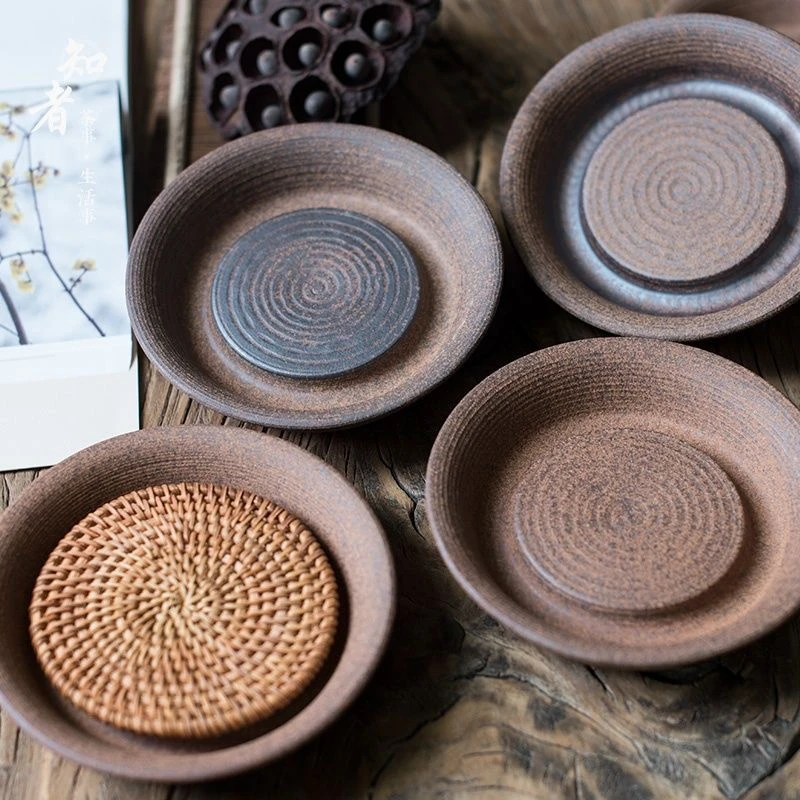 原矿粗陶壶承古朴粗犷日式储水小号干泡台茶承壶承盘高级小众壶承