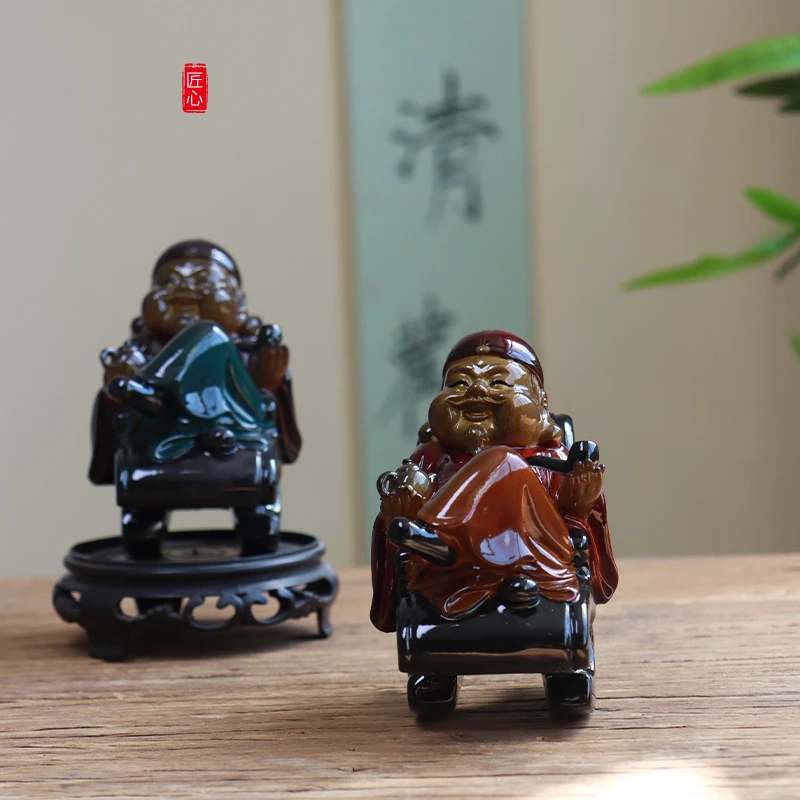 创意地主老财变色茶宠摆件摇椅财主茶玩茶台盘茶具配件茶桌装饰品