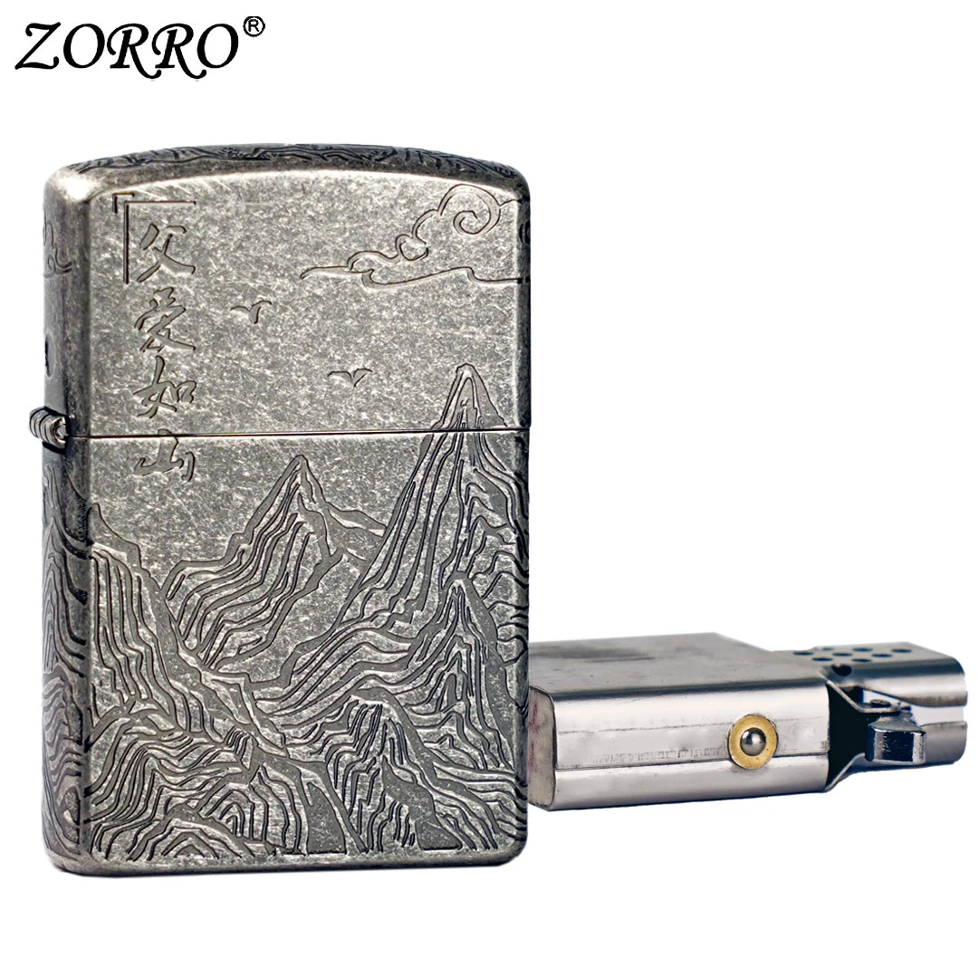 ZORRO佐罗二代弹珠机芯防风煤油打火机古银父爱如山礼物潮送男友