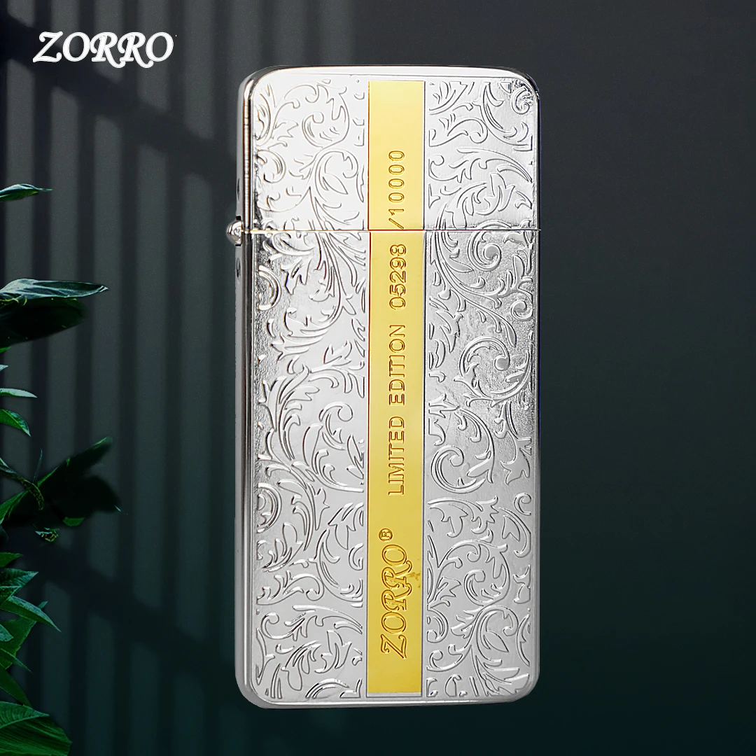 ZORRO佐罗超薄双色竖纹唐草防风煤油打火机创意潮节日礼物送男友
