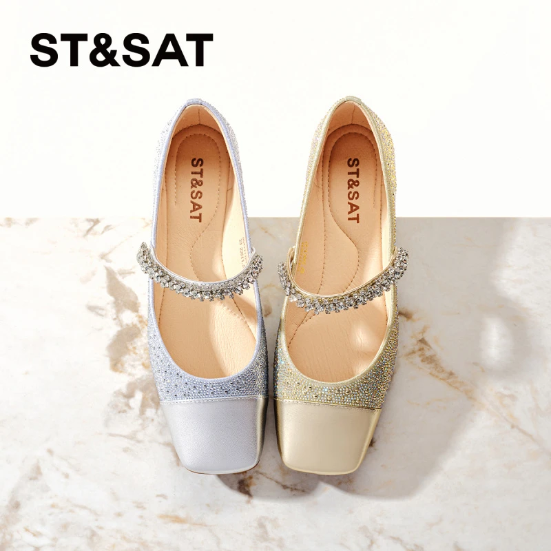 【鎏金岁月】星期六2024春季闪耀方头拼接玛丽珍浅口女鞋SS4111124A