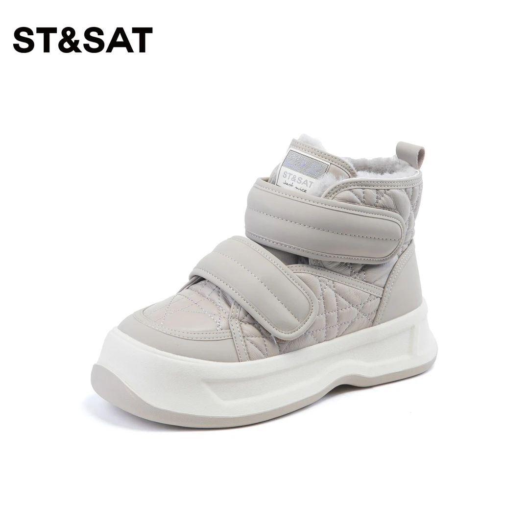星期六潮流雪地靴魔术贴毛毛短靴2023冬季新品厚底女靴SS3411A632