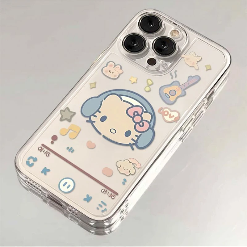 晕染耳机kt猫iPhone14/15promax手机壳13软壳11透明14pro手机壳12