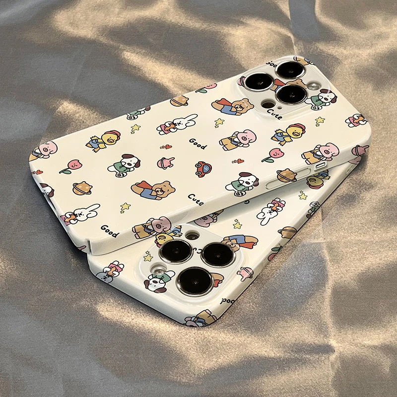 奶黄动物小熊苹果15手机壳iPhone14promax手机壳女款11/12/13菲林