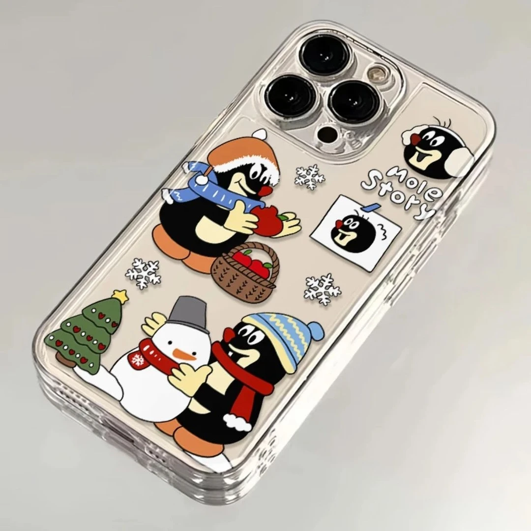 韩风可爱鼹鼠插画适用15promax苹果14pro新款iPhone13手机壳11软