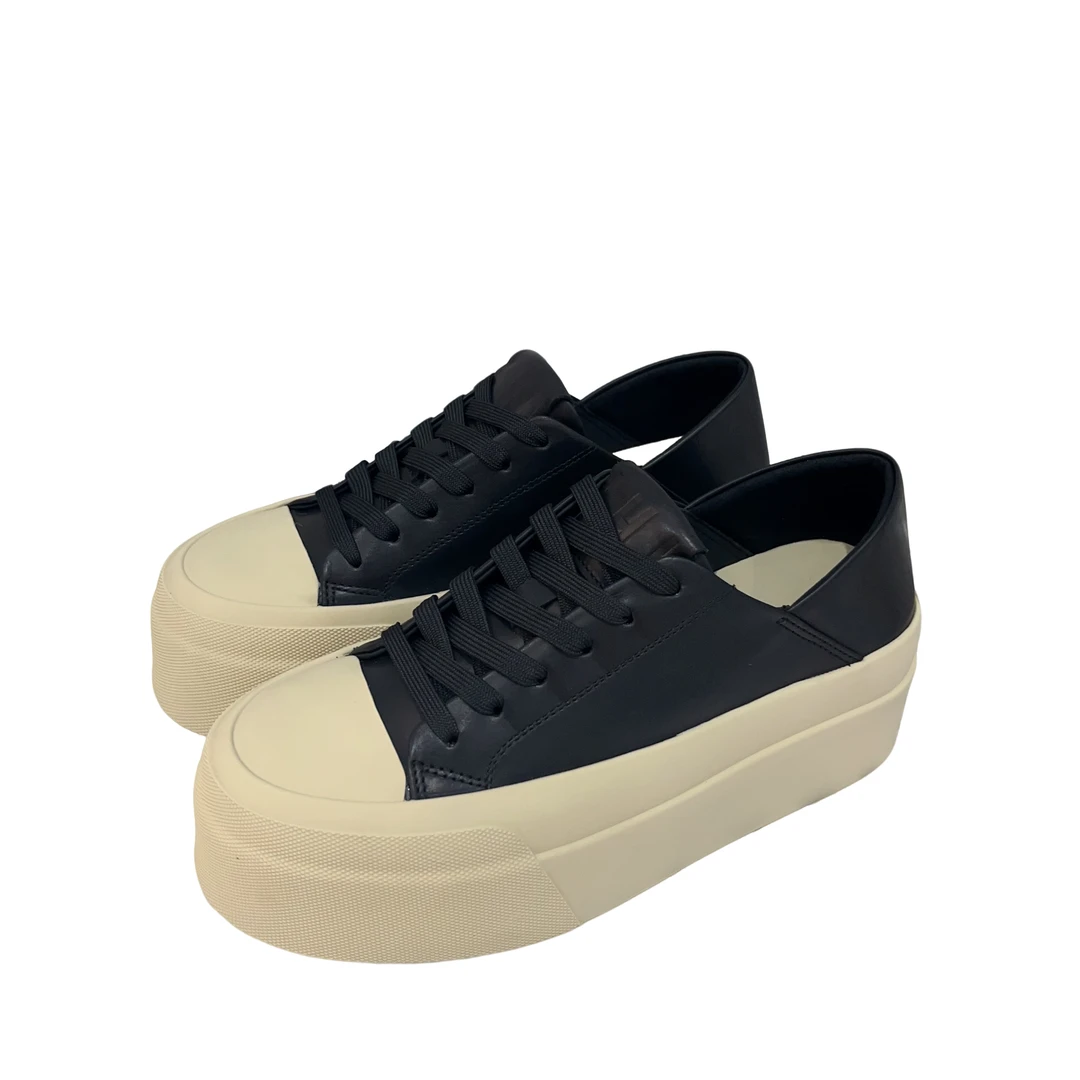 2024新款胎牛皮两穿经典饼干鞋百搭系带增高厚底鞋休闲板鞋潮