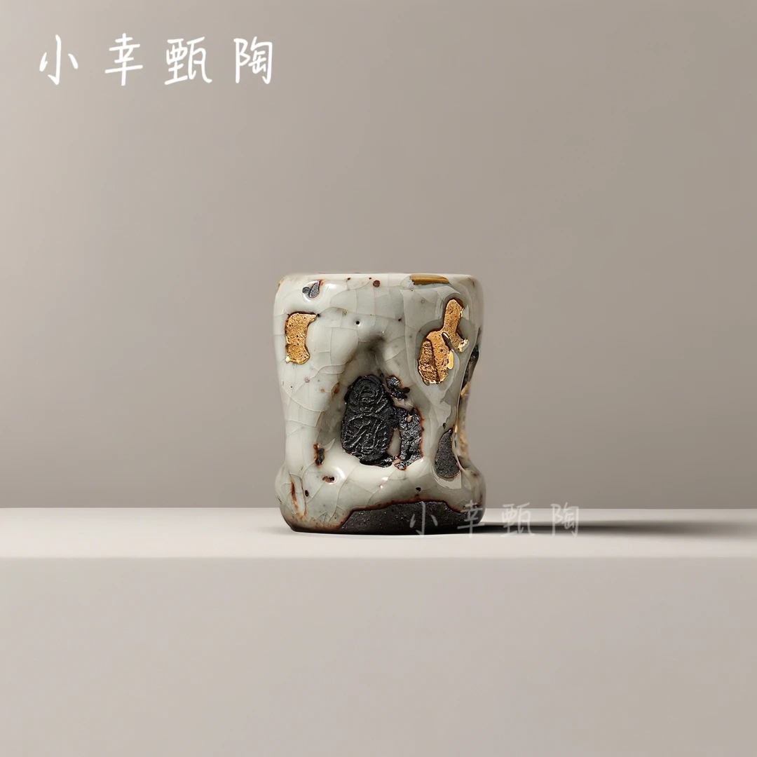 小幸甄陶手作志野盖置盖托高越敦煌柴烧盖架禅意茶道盖托搁置架