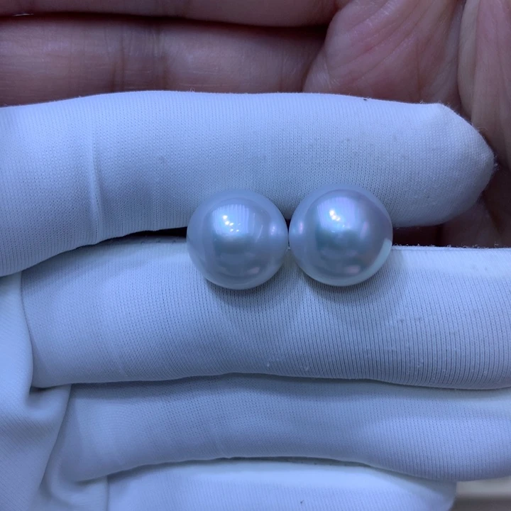 海水珍珠耳饰18K金镶嵌澳白